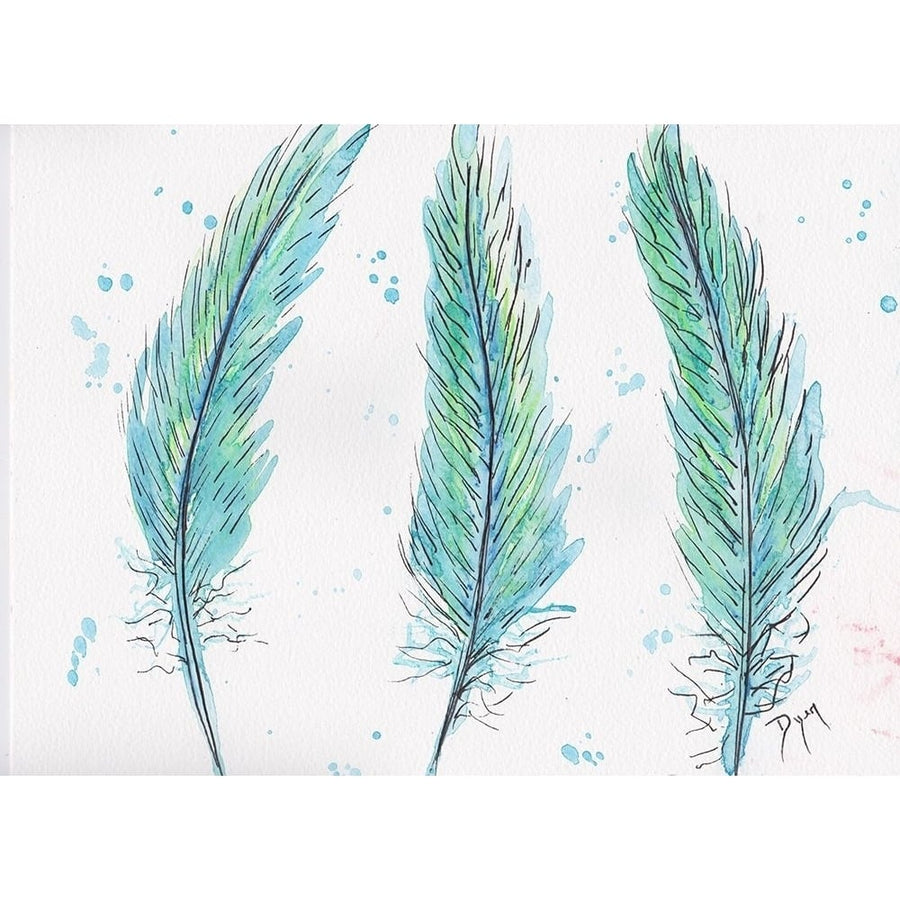 Aqua Feathers Poster Print by Beverly Dyer-VARPDXBDRC192 Image 1