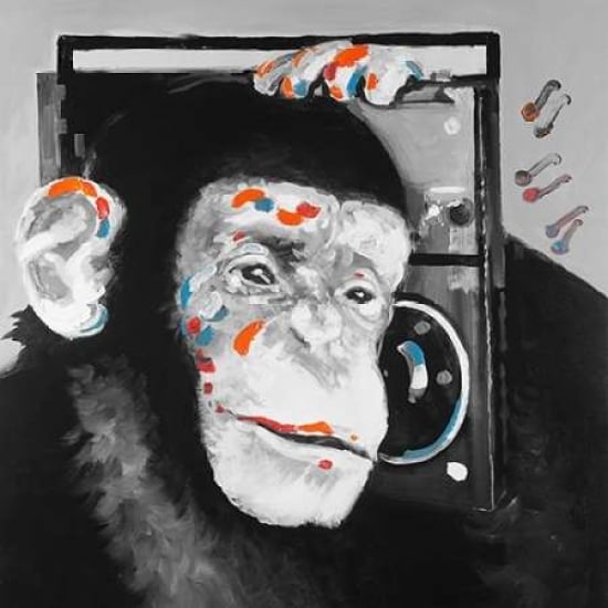 Monkey Listening to Radio Poster Print by Atelier B Art Studio-VARPDXBEGANI253 Image 1