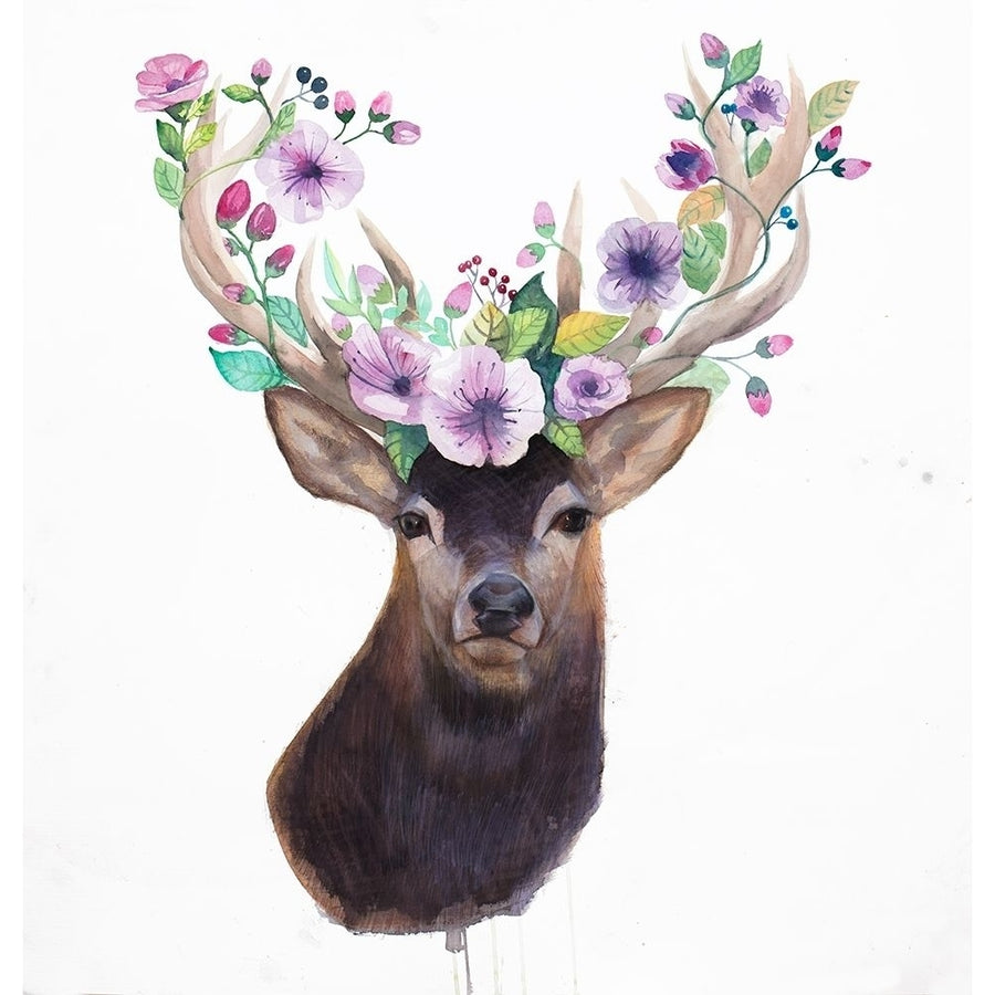 ROE DEER HEAD WITH FLOWERS Poster Print by Atelier B Art Studio-VARPDXBEGANI389 Image 1