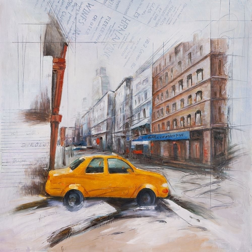 Taxi in the street sketch Poster Print by Atelier B Art Studio Atelier B Art Studio-VARPDXBEGCIT197 Image 1