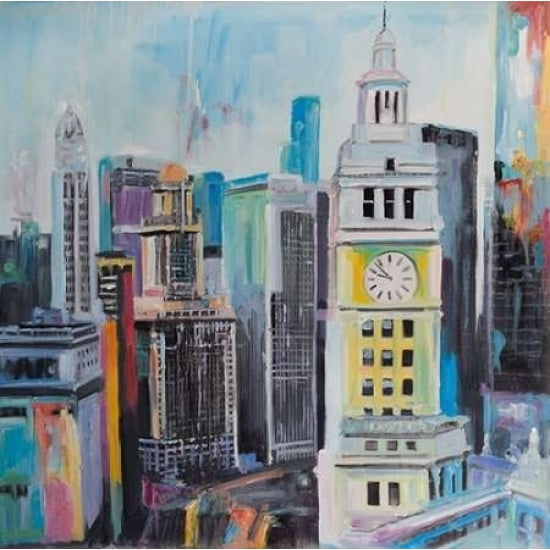 Colorful Cityscape of Manhattan Poster Print by Atelier B Art Studio-VARPDXBEGCIT290 Image 1