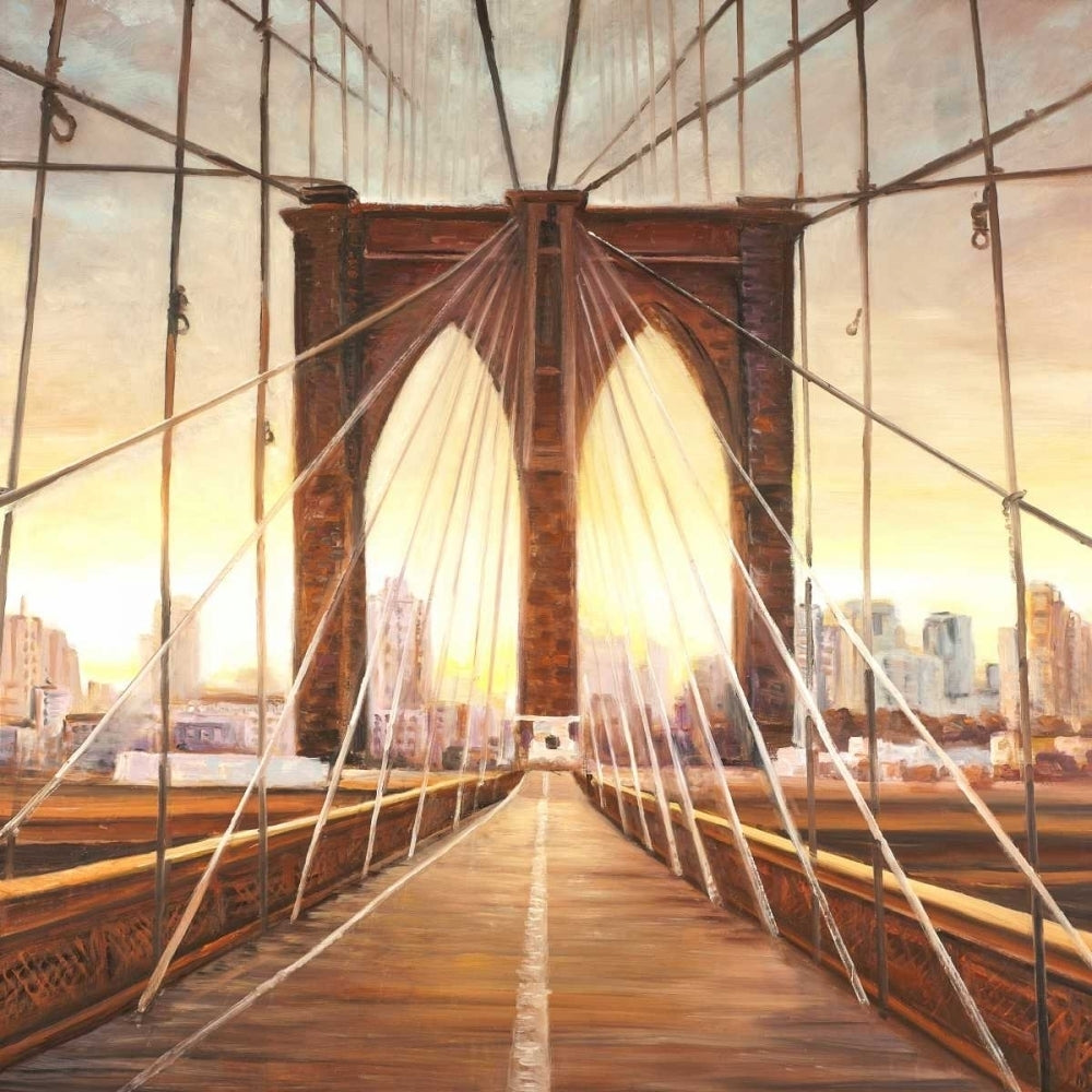 Sunset on the Brooklyn Bridge Poster Print by Atelier B Art Studio-VARPDXBEGCIT346 Image 1