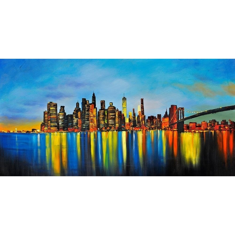 CITY BY NIGHT WITH A BRIDGE Poster Print by Atelier B Art Studio Atelier B Art Studio-VARPDXBEGCIT66 Image 1