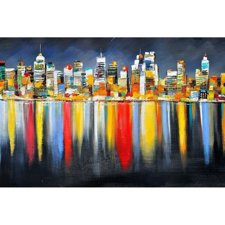 COLORFUL REFLECTION OF A CITYSCAPE BY NIGHT Poster Print by Atelier B Art Studio Atelier B Art Studio-VARPDXBEGCIT56 Image 1