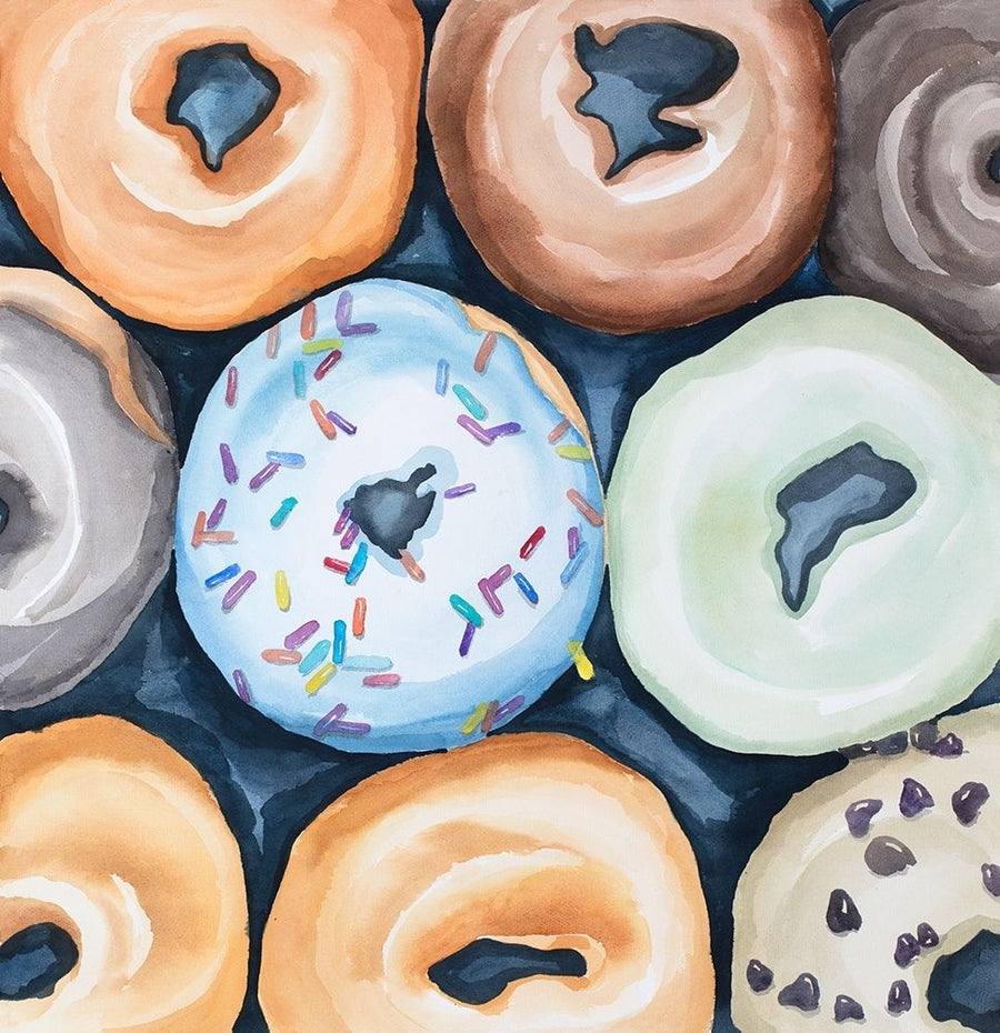 Watercolor Doughtnuts With Icing Poster Print by Atelier B Art Studio-VARPDXBEGGAS88 Image 1