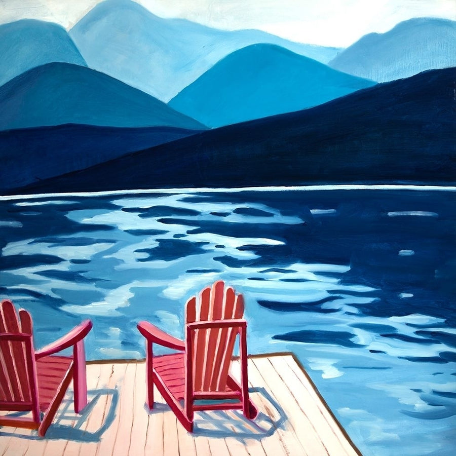 LAKE DOCK MOUNTAINS and CHAIRS Poster Print by Atelier B Art Studio-VARPDXBEGLAN141 Image 1