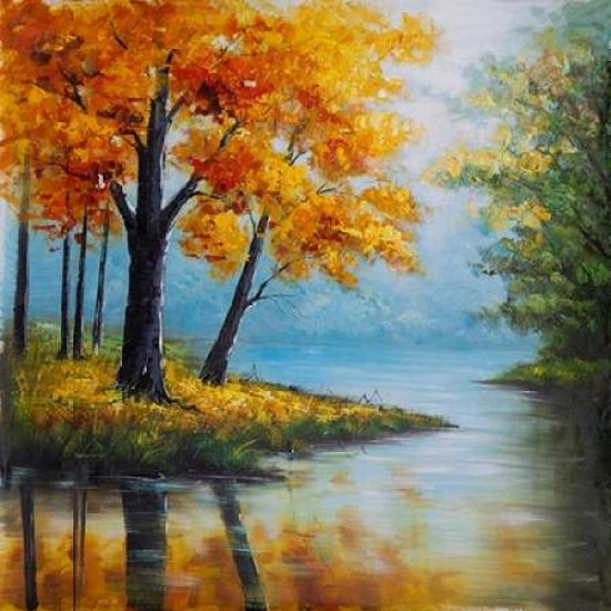 Fall Trees at the Waters Edge Poster Print by Atelier B Art Studio-VARPDXBEGLAN25 Image 1