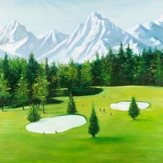 Golf Course with Mountains View Poster Print by Atelier B Art Studio-VARPDXBEGLAN82 Image 1