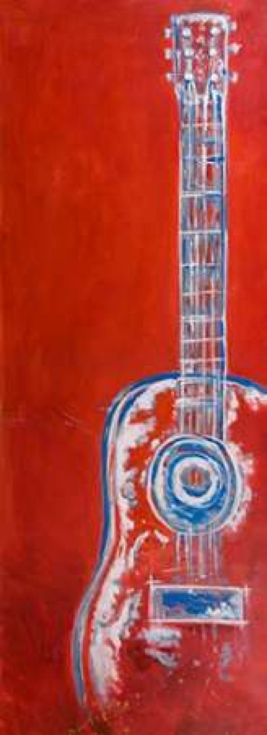 Modern Red Abstract Guitar Poster Print by Atelier B Art Studio-VARPDXBEGMUS41 Image 1