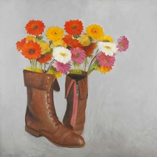 Leather Boots with Daisy Flowers Poster Print by Atelier B Art Studio-VARPDXBEGSLF11 Image 1