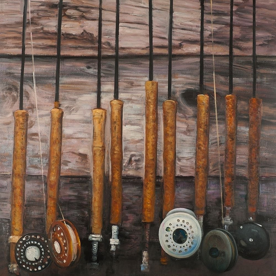 FISHING RODS ON WOOD Poster Print by Atelier B Art Studio Atelier B Art Studio-VARPDXBEGSLF7 Image 1