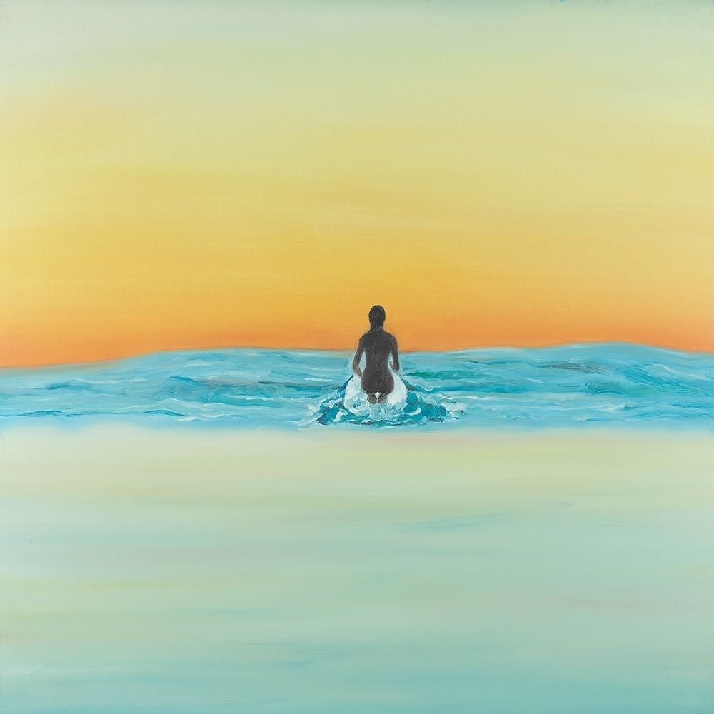 A Surfer Swimming By Dawn Poster Print by Atelier B Art Studio-VARPDXBEGSPO46 Image 1