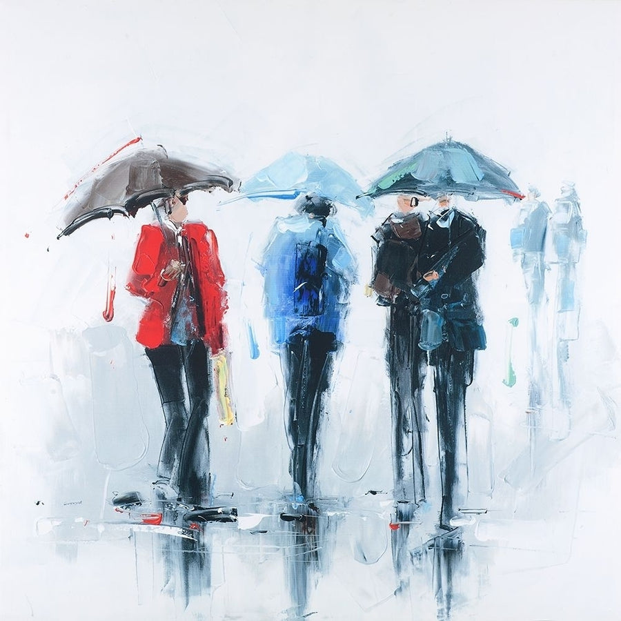 THREE PEOPLE AND THEIR UMBRELLA Poster Print by Atelier B Art Studio-VARPDXBEGSTS51 Image 1