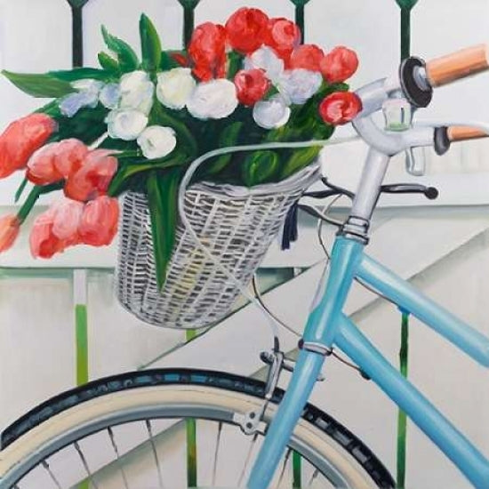 Bicycle with Tulips Flowers in Basket Poster Print by Atelier B Art Studio-VARPDXBEGTRA35 Image 1