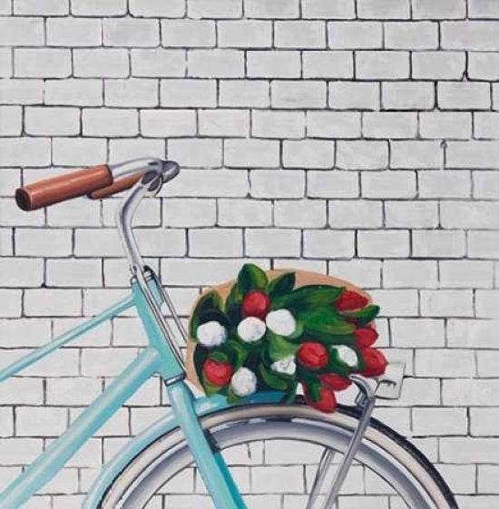 Bicycle with a Bouquet of Tulips Poster Print by Atelier B Art Studio-VARPDXBEGTRA34 Image 1