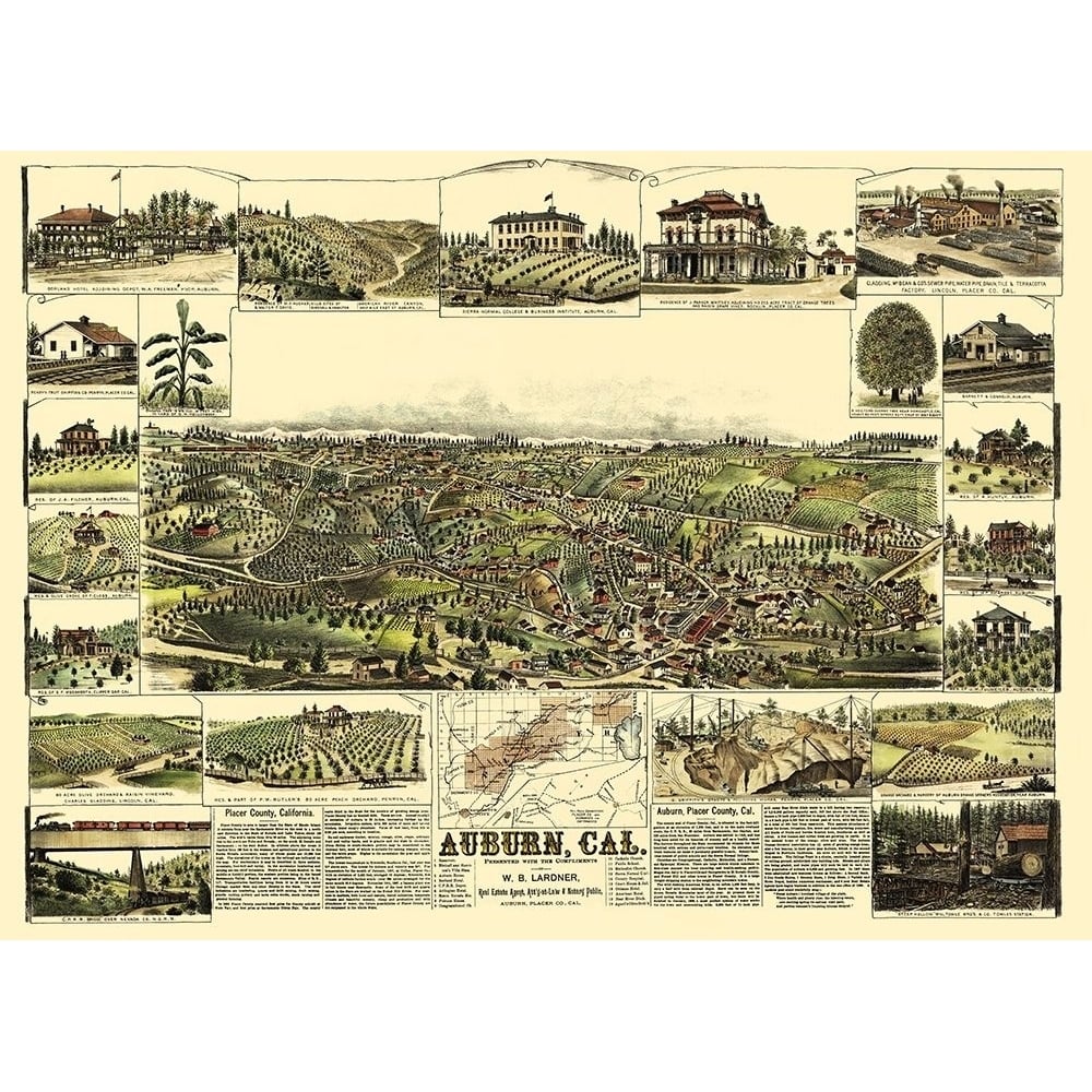 Auburn California - Lardner 1887 Poster Print by Lardner Lardner-VARPDXCAAU0004 Image 1