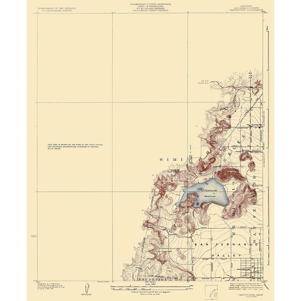 Chatsworth California Quad - USGS 1927 Poster Print by USGS USGS-VARPDXCACH0001 Image 1