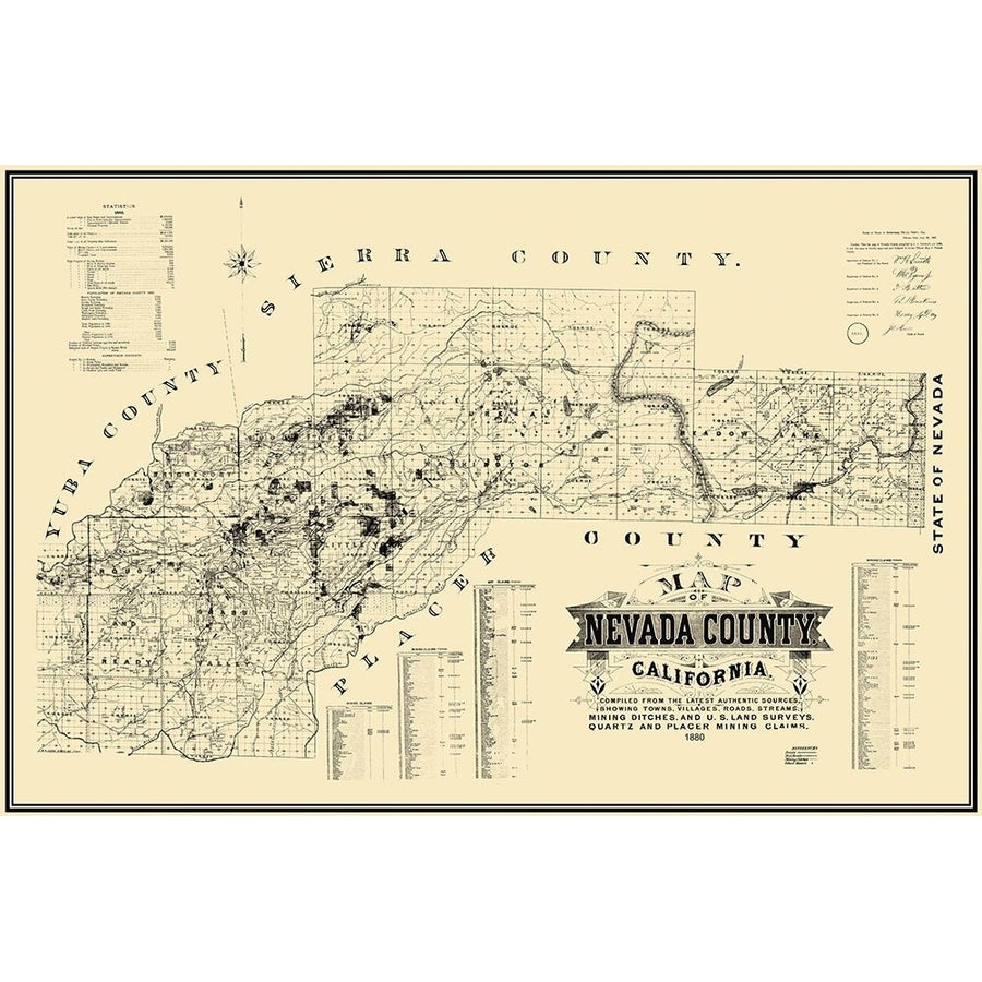 Nevada County California - Hartwell 1880 Poster Print by Hartwell Hartwell-VARPDXCANE0001 Image 1