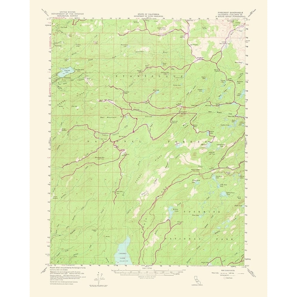 Pinecrest California Quad - USGS 1964 Poster Print by USGS USGS-VARPDXCAPI0003 Image 1