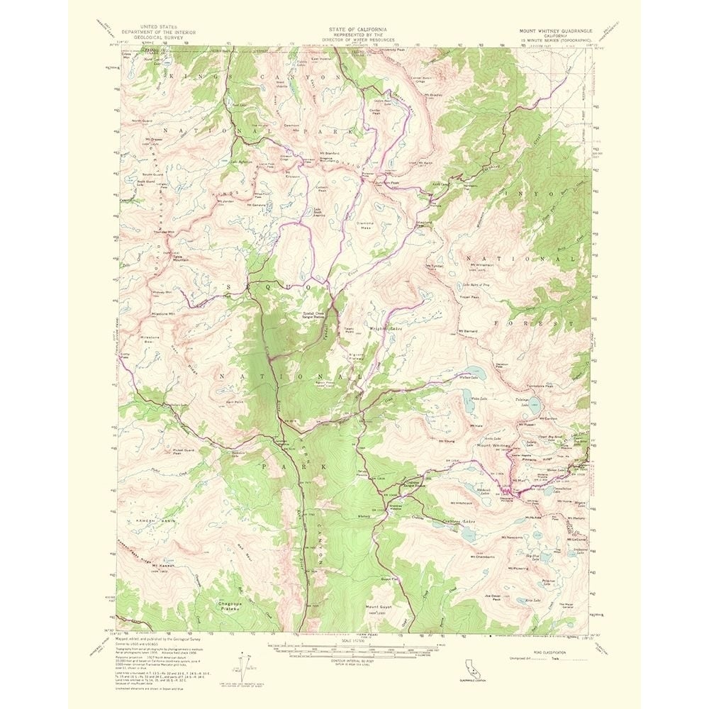 Mt Whitney California Quad - USGS 1964 Poster Print by USGS USGS-VARPDXCAMO0010 Image 1