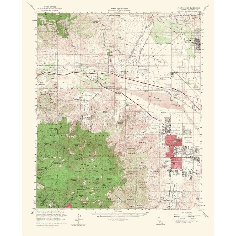 Palm Springs California Quad - USGS 1956 Poster Print by USGS USGS-VARPDXCAPA0012 Image 1