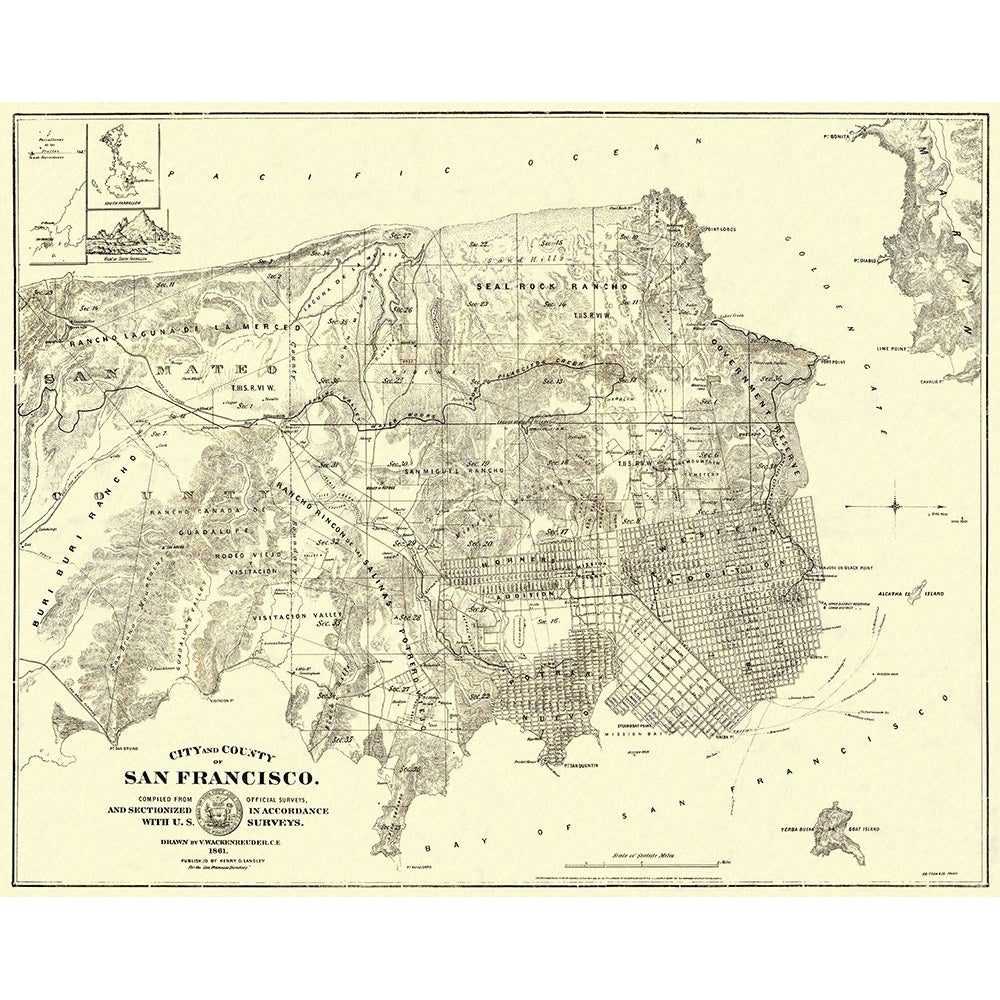 San Francisco California Landowner - Langley 1861 Poster Print by Langley Langley-VARPDXCASA0001 Image 1