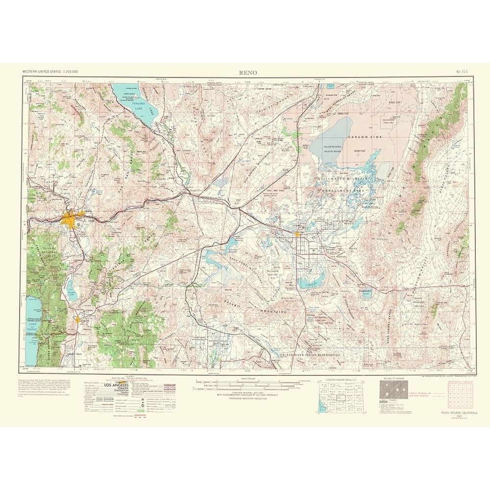 Reno Nevada California Quad - USGS 1967 Poster Print by USGS USGS-VARPDXCARE0006 Image 1