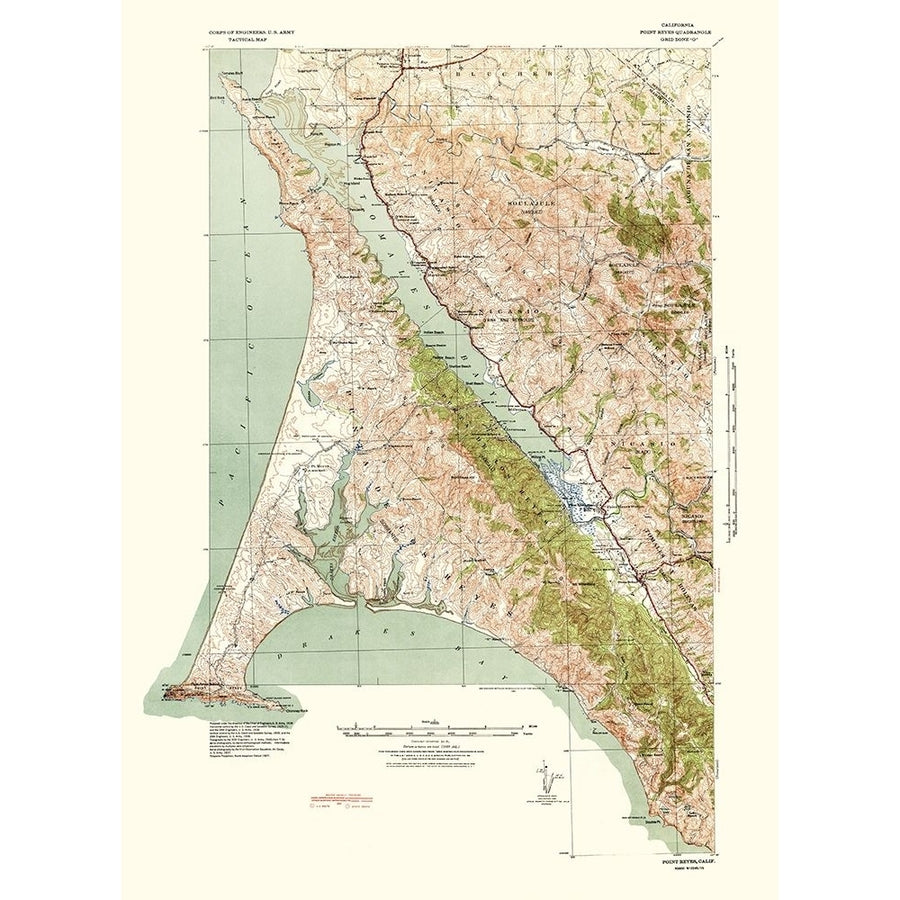 Point Reyes California Quad - USGS 1940 Poster Print by USGS USGS-VARPDXCAPO0001 Image 1