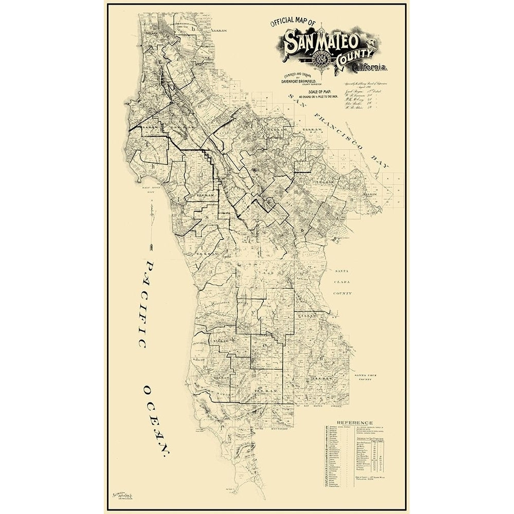 San Mateo California Landowner - Bromfield 1894 Poster Print by Bromfield Bromfield-VARPDXCASA0017 Image 1