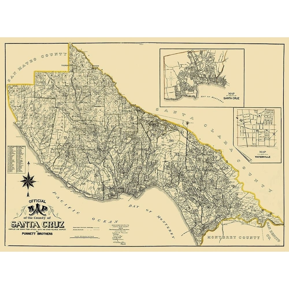 Santa Cruz California Landowner - Punnett 1906 Poster Print by Punnett Punnett-VARPDXCASA0054 Image 1