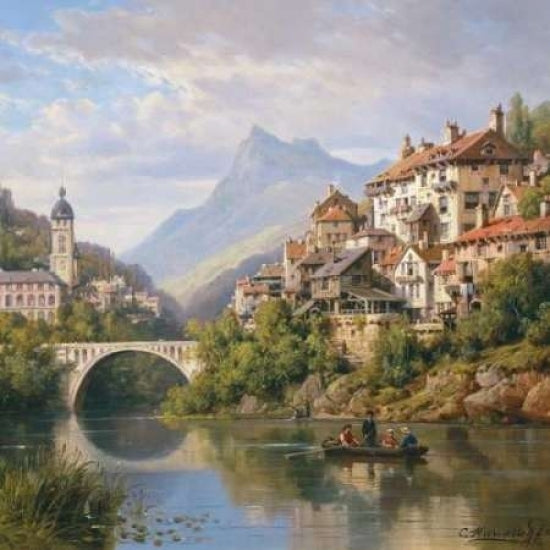 Riverside Village II Poster Print by Charles Kuwasseg-VARPDXCC2876 Image 2