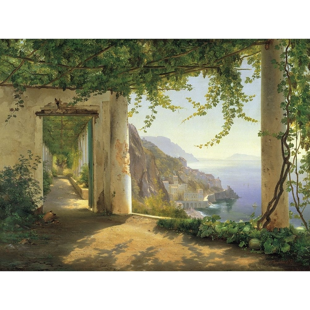 View to the Amalfi Coast Poster Print - Carl Frederic Aagaard-VARPDXCFA3067 Image 1