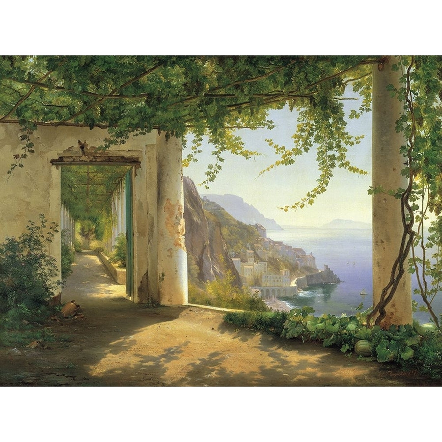 View to the Amalfi Coast Poster Print - Carl Frederic Aagaard-VARPDXCFA3067 Image 1