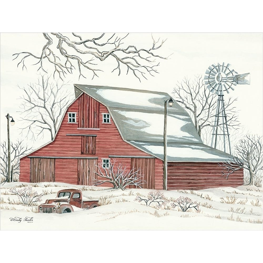 Winter Barn with Pickup Truck Poster Print by Cindy Jacobs-VARPDXCIN1419 Image 1