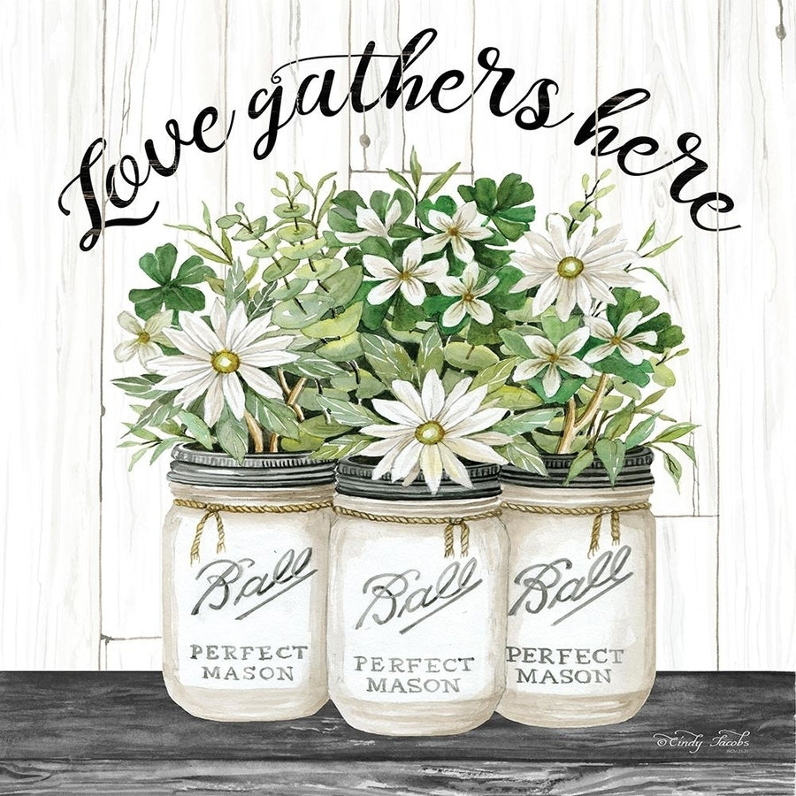 White Jars - Love Gathers Here Poster Print by Cindy Jacobs-VARPDXCIN1571 Image 1