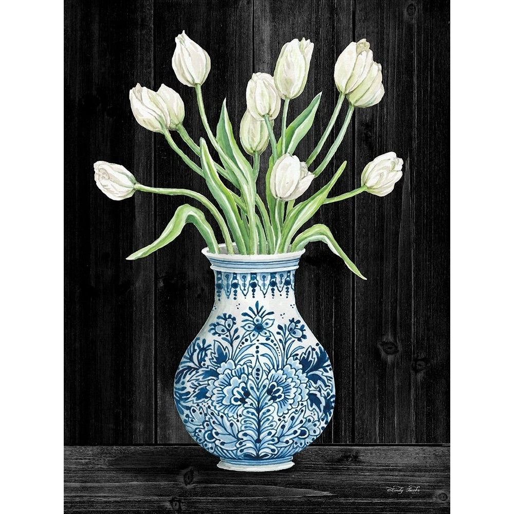 Blue and White Tulips Black II Poster Print by Cindy Jacobs-VARPDXCIN1823 Image 1