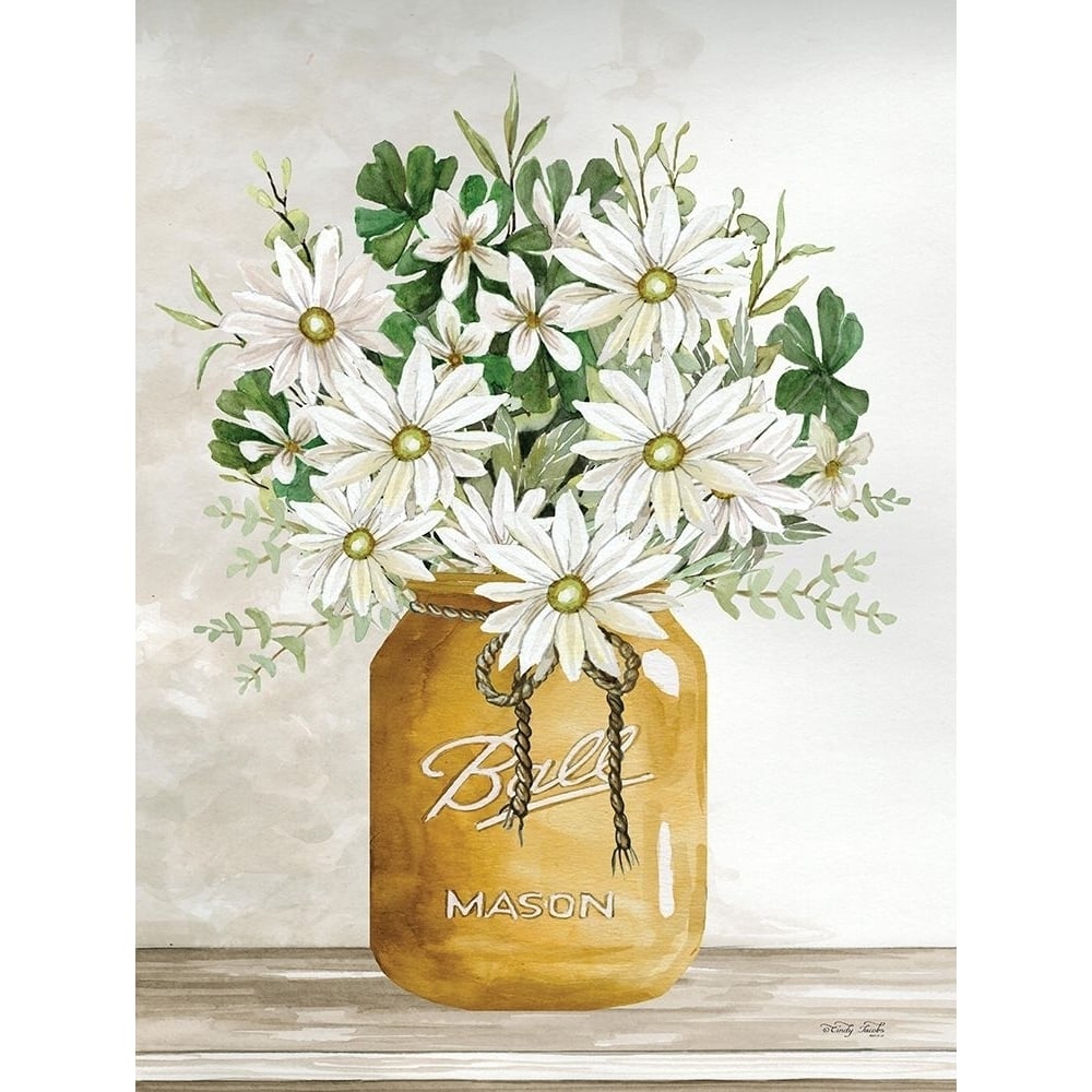 Gold Jar with White Flowers Poster Print by Cindy Jacobs-VARPDXCIN2026 Image 1