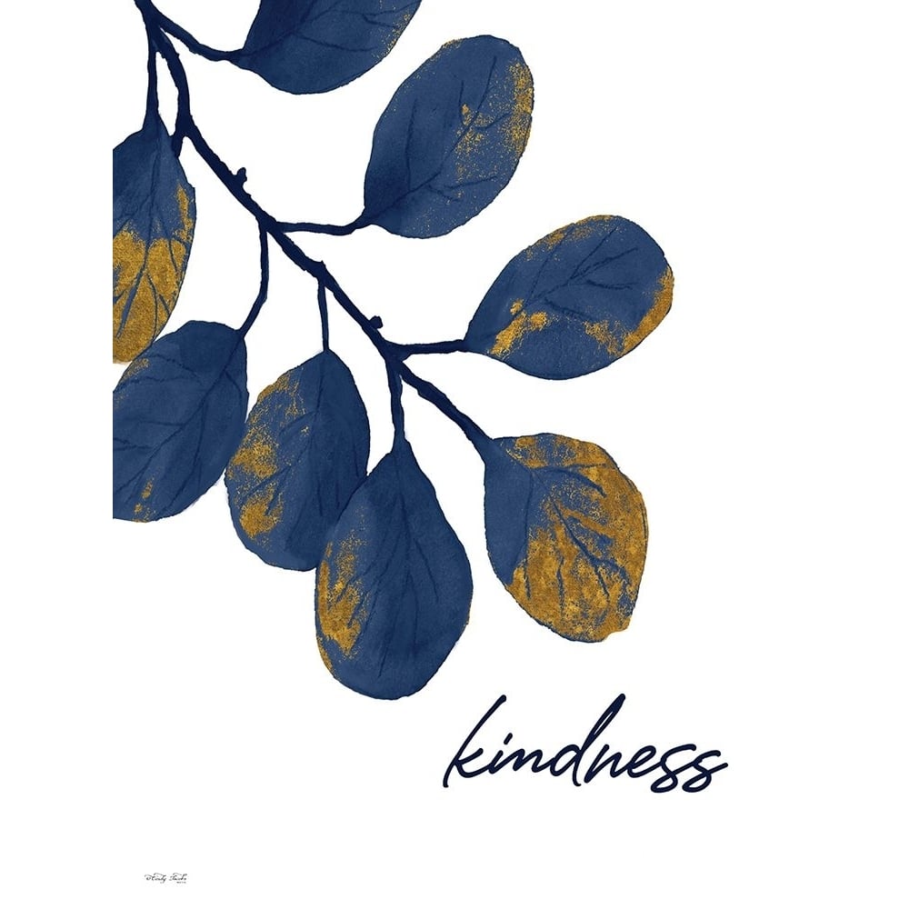 Kindness Navy Gold Leaves Poster Print - Cindy Jacobs-VARPDXCIN3089 Image 1