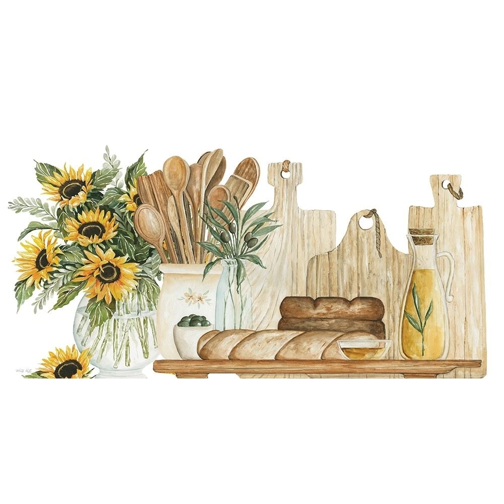 Tuscan Bread Board with Sunflowers Poster Print - Cindy Jacobs-VARPDXCIN3624 Image 1