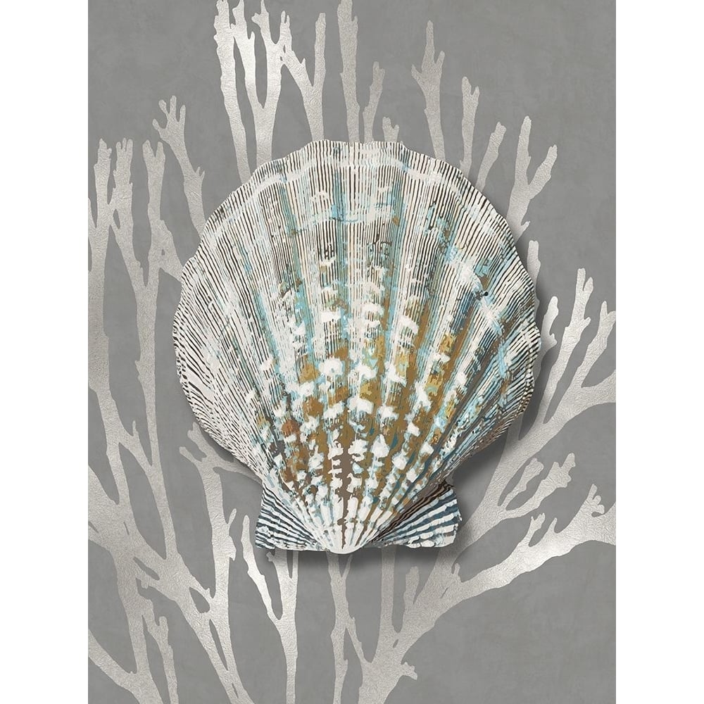 Shell Coral Silver on Gray IV Poster Print by Caroline Kelly-VARPDXCKL116028 Image 1