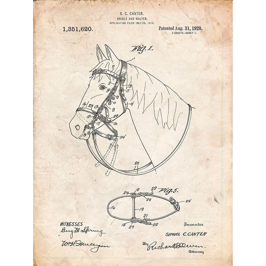 PP338-Vintage Parchment Bridle and Halter Patent Poster Poster Print - Cole Borders-VARPDXCOLBOR208250 Image 1