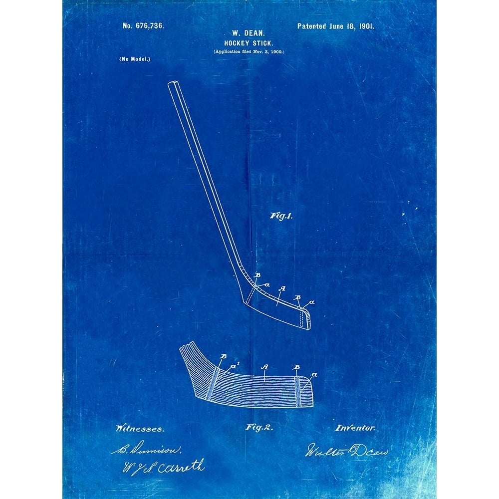 PP291-Faded Blueprint Hockey Stick Patent Poster Poster Print - Cole Borders-VARPDXCOLBOR208113 Image 1