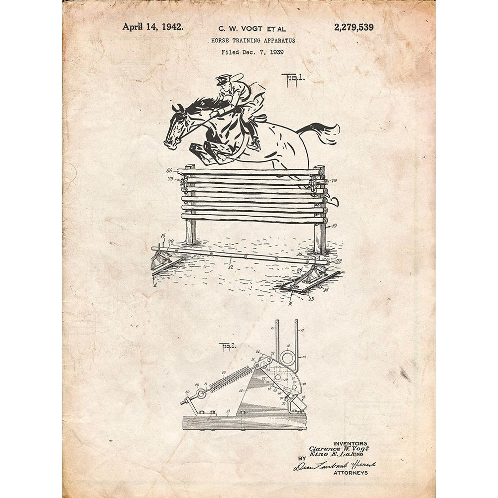 PP507-Vintage Parchment Equestrian Training Oxer Patent Poster Poster Print - Cole Borders-VARPDXCOLBOR209512 Image 1