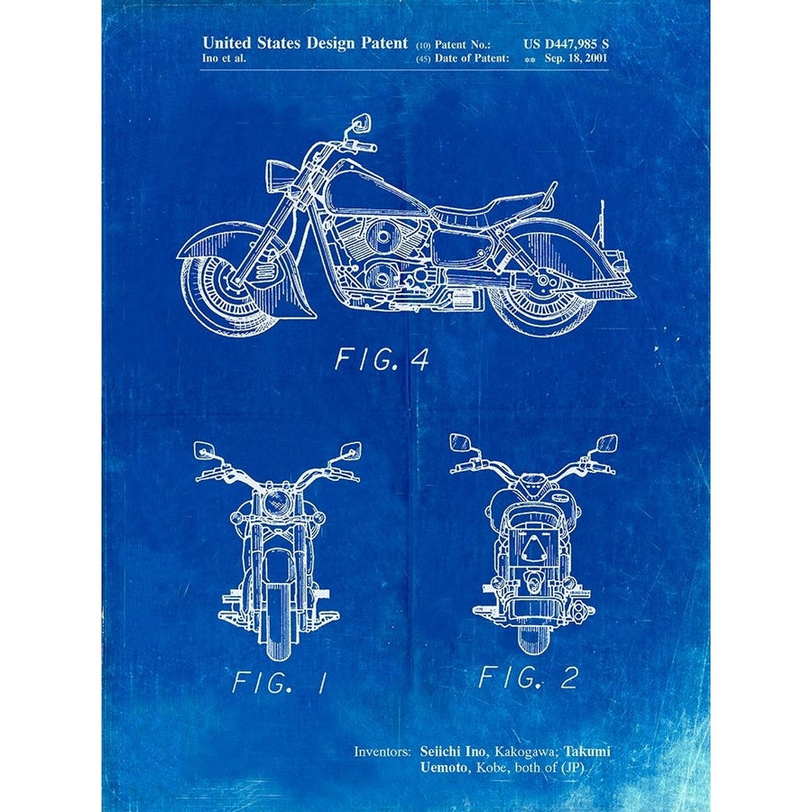 PP901-Faded Blueprint Kawasaki Motorcycle Patent Poster Poster Print - Cole Borders-VARPDXCOLBOR215075 Image 1