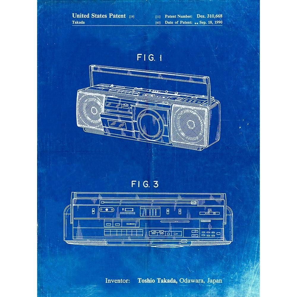 PP752-Faded Blueprint Boom Box Patent Poster Poster Print - Cole Borders-VARPDXCOLBOR212360 Image 1