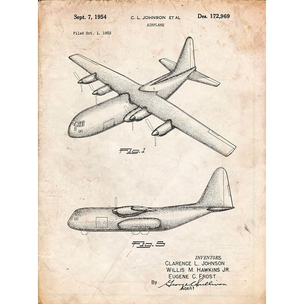 PP943-Vintage Parchment Lockheed C-130 Hercules Airplane Patent Poster Poster Print - Cole Borders-VARPDXCOLBOR215627 Image 1