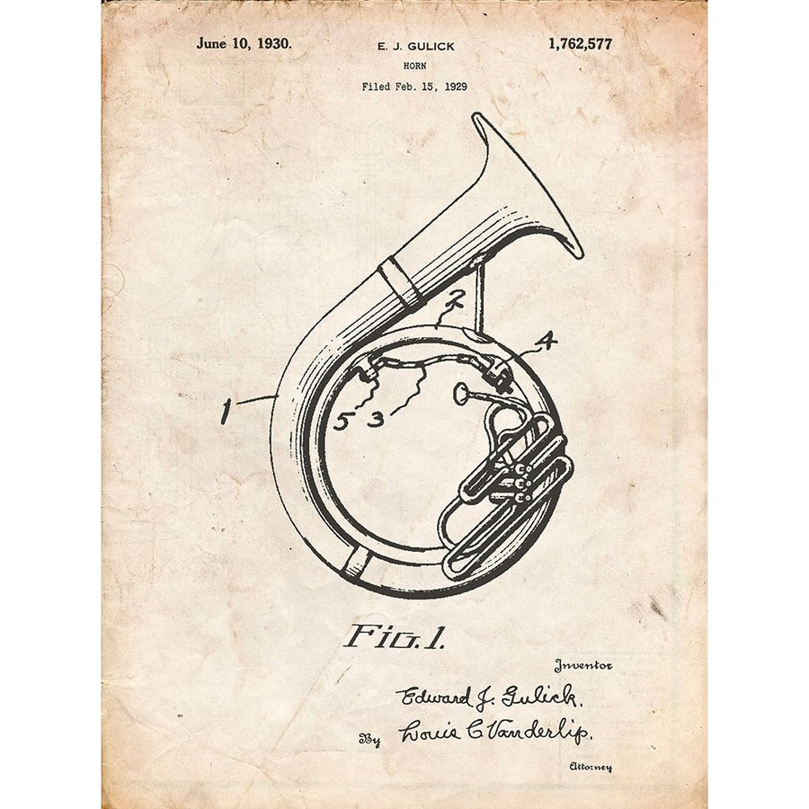 PP1049-Vintage Parchment Sousaphone Patent Poster Poster Print - Cole Borders-VARPDXCOLBOR217079 Image 1