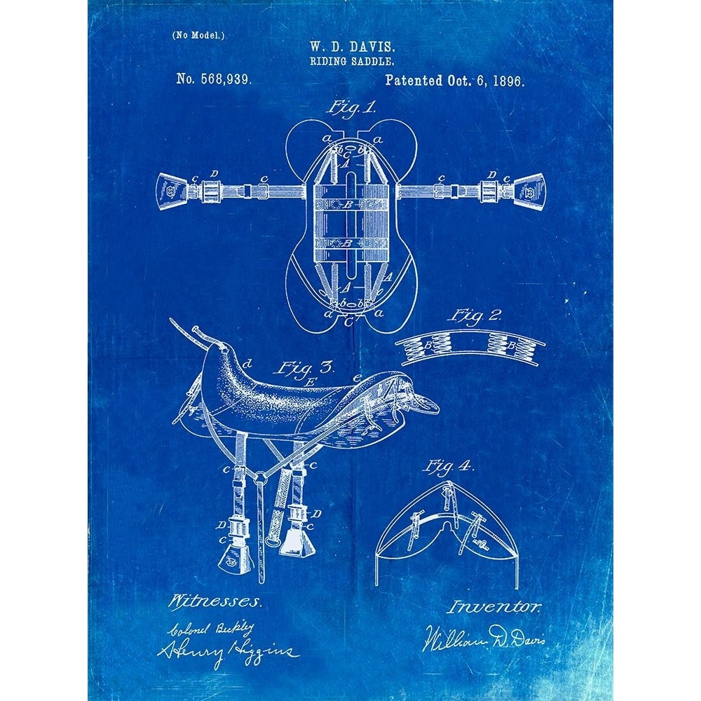 PP444-Faded Blueprint Horse Saddle Patent Poster Poster Print - Cole Borders-VARPDXCOLBOR221577 Image 1