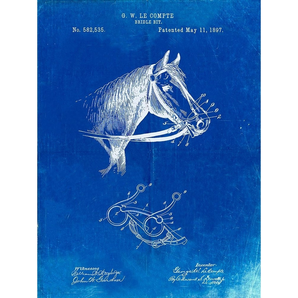 PP611-Faded Blueprint Horse Bridle Bit Poster Poster Print - Cole Borders-VARPDXCOLBOR222516 Image 1