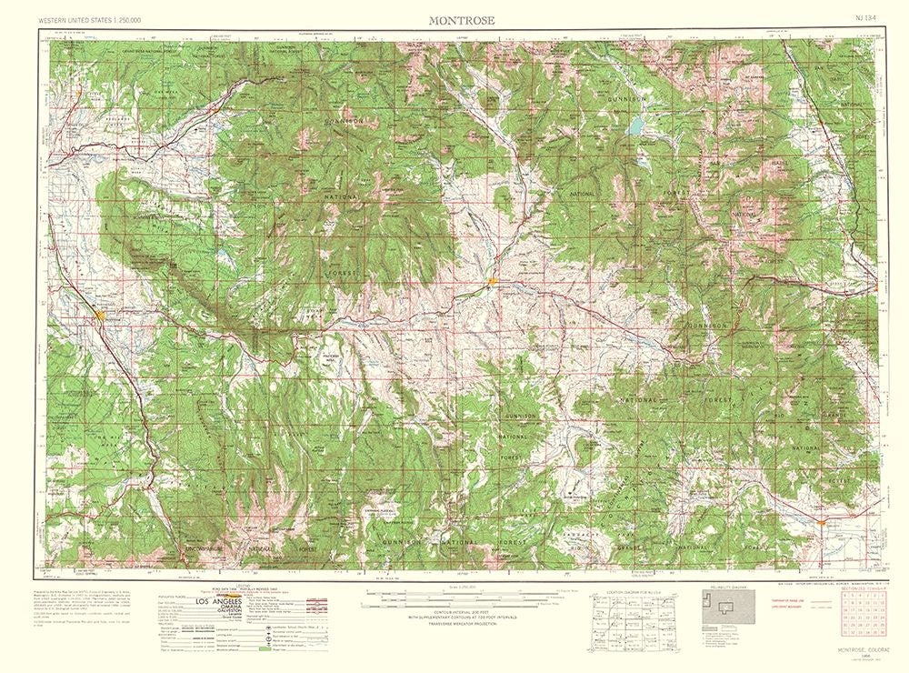 Montrose Colorado Quad - USGS 1962 Poster Print by USGS USGS-VARPDXCOMO0003 Image 1